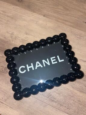 Upcycled Authentic CHANEL. Black Beaded Vanity Tray